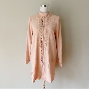 Misslook Pink Cotton Blend Zipper Front Tunic Size M